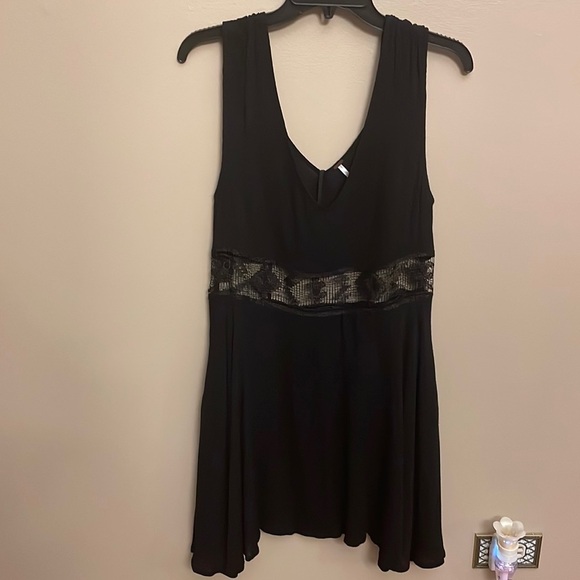 FREE PEOPLE TANK skater summer DRESS. Crochet pierced waist, V back front, sz S - Picture 1 of 12